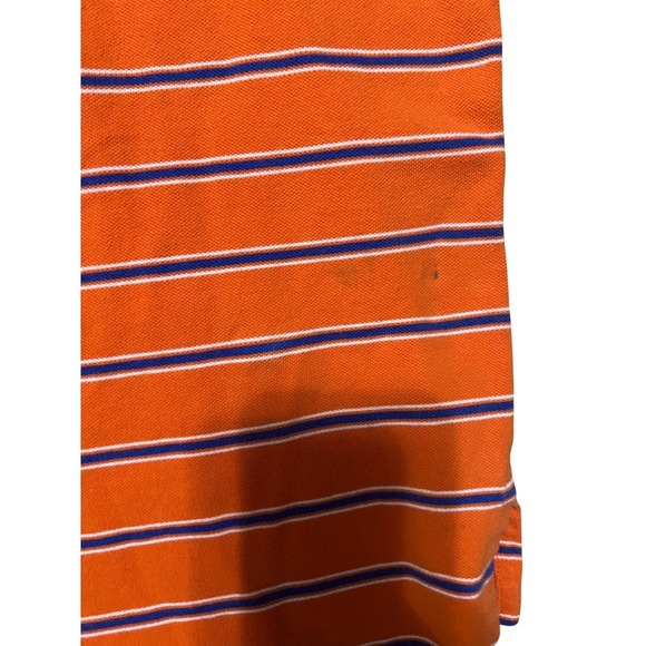 Polo Ralph Lauren Mens Large Orange Striped Short Sleeve Pique Polo Shirt - Picture 10 of 12